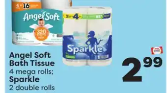 Weis Markets Angel soft bath tissue 4 mega rolls sparkle 2 double rolls offer