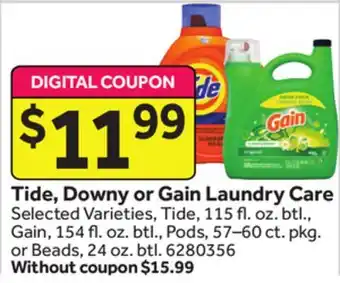 Stop&Shop Tide, downy or gain laundry care offer