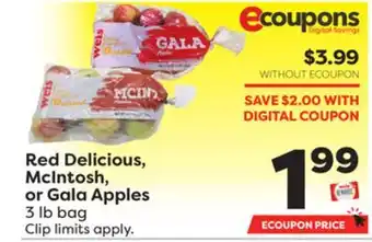 Weis Markets Red delicious, mcintosh, or gala apples offer