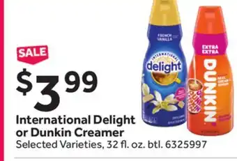 Stop&Shop International delight or dunkin creamer offer