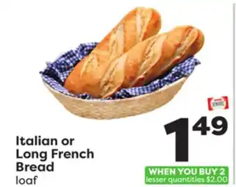 Weis Markets Italian or long french bread offer