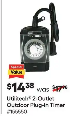 Lowe's Utilitech 2-outlet outdoor plug-in timer offer