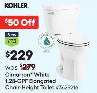 Lowe's Cimarron white 1.28-gpf elongated chair-height toilet offer