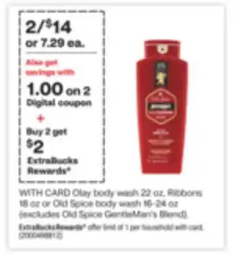 CVS Olay body wash 22 oz, ribbons 18 oz or old spice body wash 16-24 oz offer