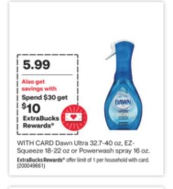 CVS Dawn ultra 32.7-40 oz, ez-squeeze 18-22 oz or powerwash spray 16 oz offer