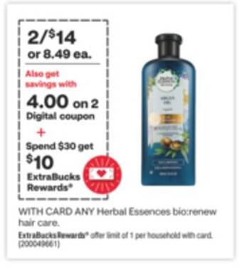 CVS Any herbal essences bio: renew hair care offer