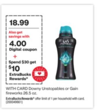 CVS Downy unstopables or gain fireworks 26.5 oz offer
