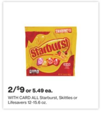 CVS All starburst, skittles or lifesavers 12-15.6 oz offer