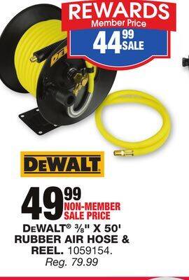 Blain's Farm & Fleet Dewalt 3/8 x 50' rubber air hose & reel offer