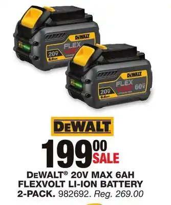 Blain's Farm & Fleet Dewalt 20v max 6ah flexvolt li-ion battery 2-pack offer