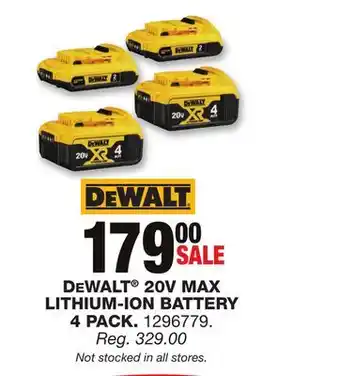 Blain's Farm & Fleet Dewalt 20v max lithium-ion battery 4 pack offer