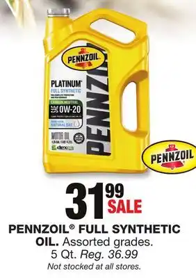 Blain's Farm & Fleet Pennzoil full synthetic oil offer