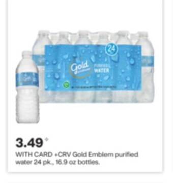 CVS Gold emblem purified water 24 pk., 16.9 oz bottles offer