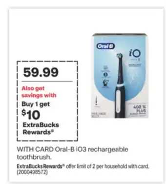 CVS Oral-b io3 rechargeable toothbrush offer