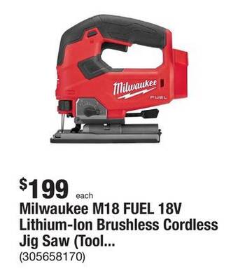 The Home Depot Milwaukee m18 fuel 18v lithium-ion brushless cordless jig saw (tool-only) offer