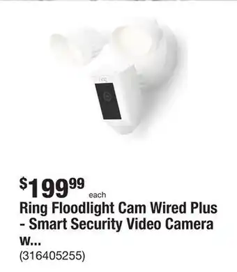 The Home Depot Ring floodlight cam wired plus - smart security video camera with 2 led lights, 2-way talk, color night vision, white offer