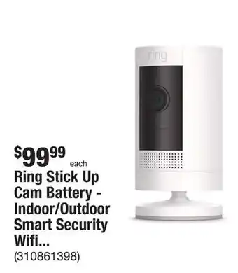 The Home Depot Ring stick up cam battery - indoor/outdoor smart security wifi video camera with 2-way talk, night vision, white offer