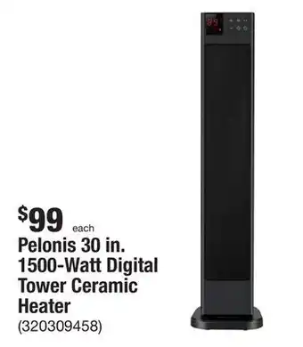 The Home Depot Pelonis 30 in. 1500-watt digital tower ceramic heater offer