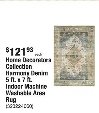 The Home Depot Home decorators collection harmony denim 5 ft. x 7 ft. indoor machine washable area rug offer