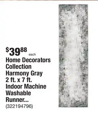 The Home Depot Home decorators collection harmony gray 2 ft. x 7 ft. indoor machine washable runner rug offer