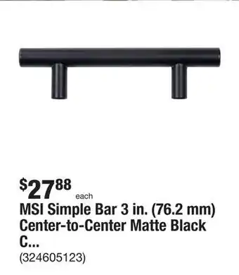 The Home Depot Msi simple bar 3 in. (76.2 mm) center-to-center matte black cabinet drawer pull (30-pack) offer