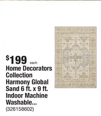 The Home Depot Home decorators collection harmony global sand 6 ft. x 9 ft. indoor machine washable area rug offer