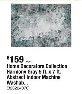 The Home Depot Home decorators collection harmony gray 5 ft. x 7 ft. abstract indoor machine washable area rug offer