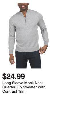 TJ Maxx Long sleeve mock neck quarter zip sweater with contrast trim offer