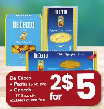 ACME De cecco pasta 16 oz. pkg. gnocchi 17.5 oz. pkg offer