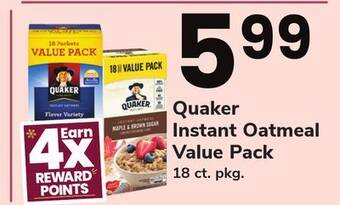 ACME Quaker instant oatmeal value pack offer