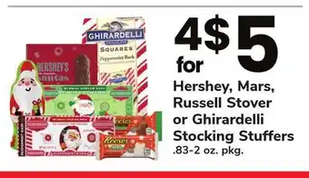 ACME Hershey, mars, russell stover or ghirardelli stocking stuffers offer