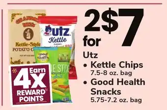 ACME Utz • kettle chips 7.5-8 oz. bag • good health snacks 5.75-7.2 oz. bag offer