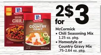 ACME Mccormick chili seasoning mix 1.25 oz. pkg., homestyle or country gravy mix. 75-2.64 oz. pkg offer
