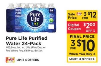 ShopRite Purified water 24-pack offer