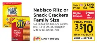 ShopRite Ritz or snack crackers family size offer