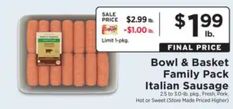 ShopRite Family pack italian sausage offer