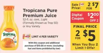ShopRite Pure premium juice offer