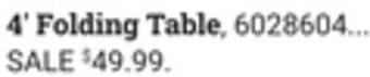 Ace Hardware 4' folding table offer