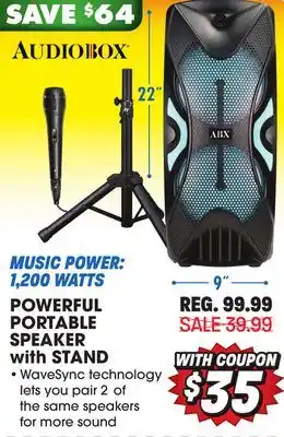 Big 5 Audiobox powerful portable speaker with stand offer