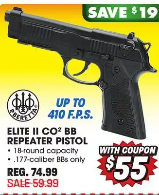 Big 5 Beretta elite ii co2 repeater bb pistol offer