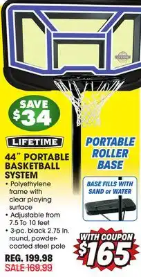 Big 5 Lifetime 44 portable basketball hoop offer