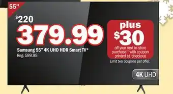 Meijer Samsung 55 4k uhd hdr smart tv offer