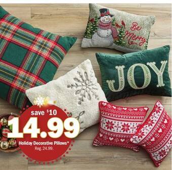 Meijer Holiday decorative pillows offer