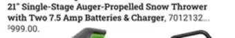 Ace Hardware Ego 21 single-stage auger-propelled snow thrower with two 7.5 amp batteries & charger offer