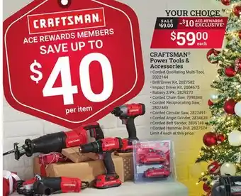 Ace Hardware Craftsman power tools & accessories offer