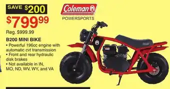 Dunham's Sports Coleman b200 mini bike offer