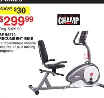 Dunham's Sports Body champ brb5872 recumbent bike offer