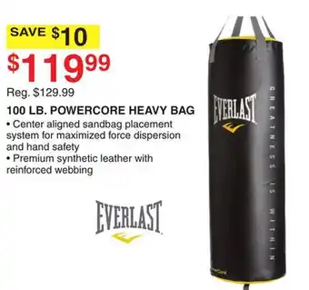 Dunham's Sports Everlast 100 lb. powercore heavy bag offer
