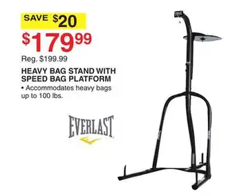 Dunham's Sports Everlast heavy bag stand with speed bag platform offer