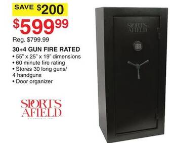 Dunham's Sports Sports afield 30+4 gun fire rated offer